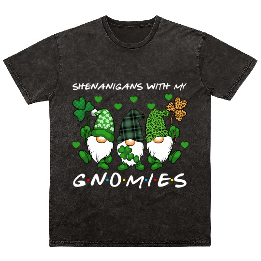 Shenanigans With My Gnomies St Patrick'S Day Gnome Mineral Wash T Shirts