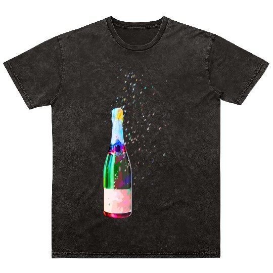 Champagne Bottle Sparks Mineral Wash T Shirts