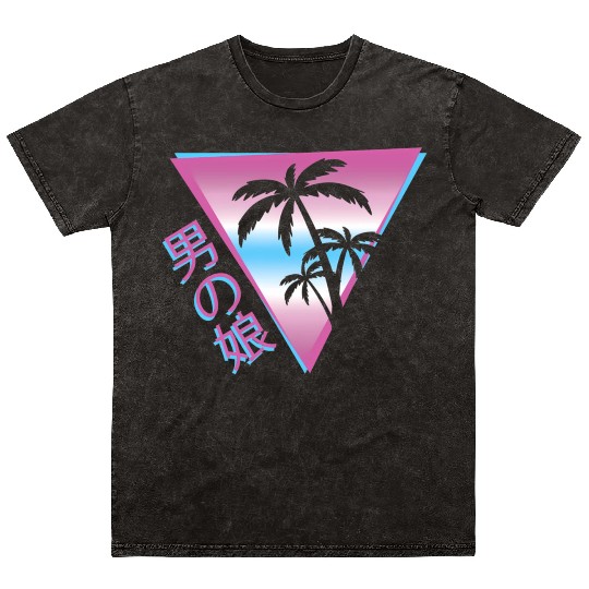 Femboy 80S 90S Palm Tree Japanese Vaporwave Aesthe Mineral Wash T Shirts