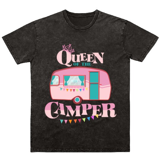 Queen Of The Camper Camping Mineral Wash T Shirts