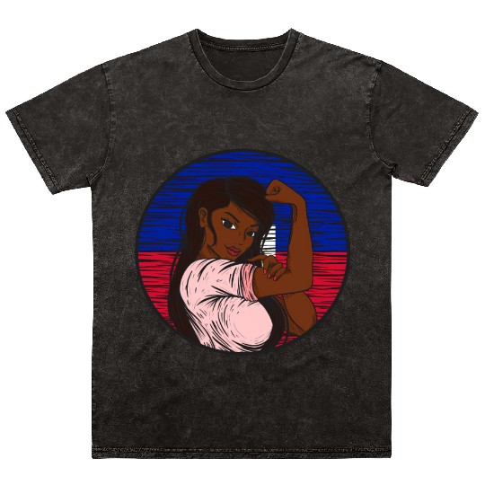 Patriotic Haitian Flag Haiti Proud Haitian Mineral Wash T Shirts