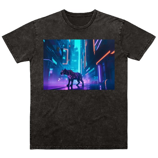 Geometric Tiger Mineral Wash T Shirts