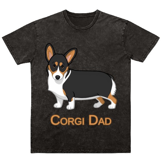Black Tricolor Pembroke Corgi Dad Dog Mineral Wash T Shirts