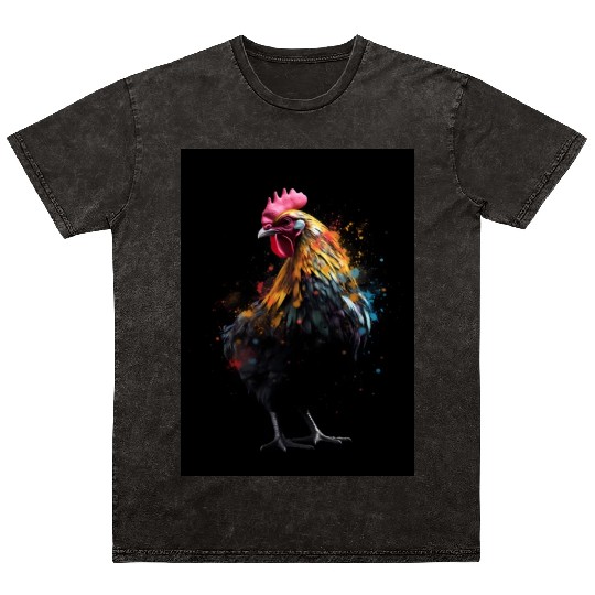 Chicken Colorful Farmer Mineral Wash T Shirts