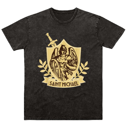 Saint Michael Patron Saint of Police Officers Mineral Wash T Shirts