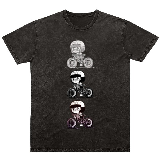 Biker Progress Cycling Funny Cyclist Colorful Mineral Wash T Shirts