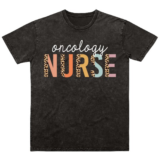 Oncology Nurse Leopard Print Nursing School Mineral Wash T Shirts