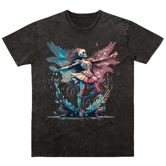 Watercolor Skeleton Fairy Gothic Fairycore Grunge Mineral Wash T Shirts