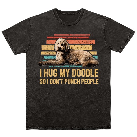 I Hug My Doodle Retro Goldendoodle Dog Dad Doodle Mineral Wash T Shirts