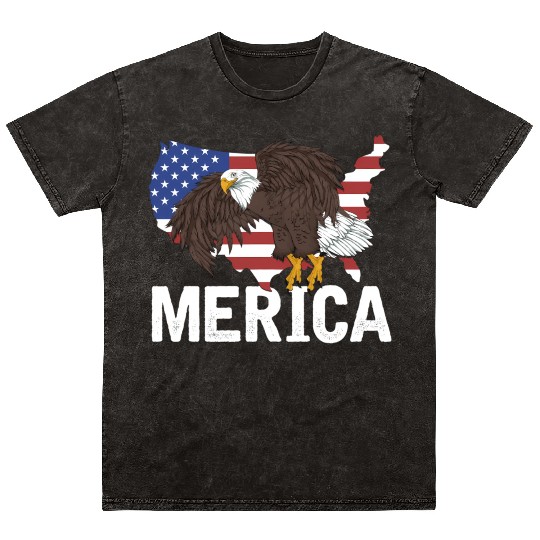 Us Flag Merica Pride Patriot Proud American Bald Mineral Wash T Shirts