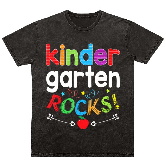 Kindergarten Rocks Back To School Kid Teacher Stud Mineral Wash T Shirts