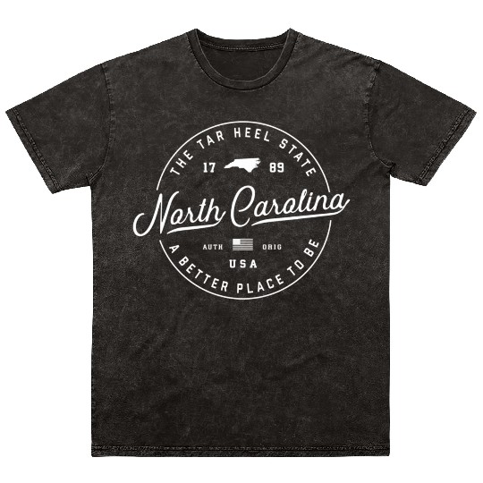 Warm North Carolina Badge Logo Mineral Wash T Shirts