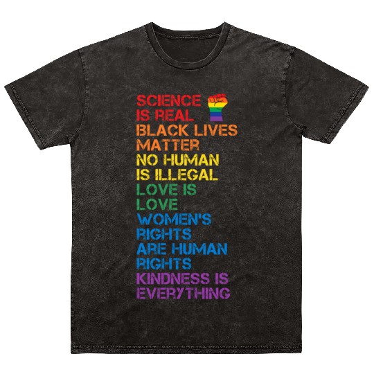 Science Is Real Black Lives Matter Lgbt Blm Fist Mineral Wash T Shirts