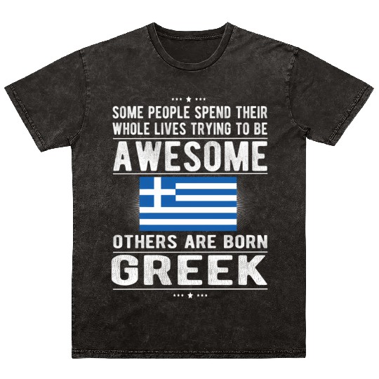 Awesome Greek Flag Greece Greek Roots Mineral Wash T Shirts