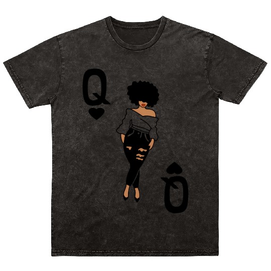 Punky'S Queen Heart Card Afro Lady Heels Mineral Wash T Shirts