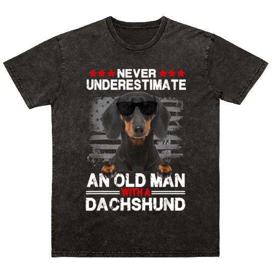 Never Underestimate An Old With A Dachshund Dog Mineral Wash T Shirts