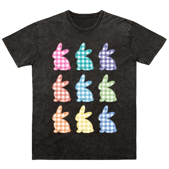Easters For Plaid Easter Bunny Gingham Mineral Wash T Shirts