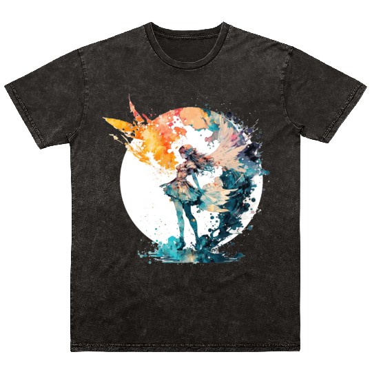 Watercolor Fairy Art Fairycore Grunge Pastel Goth Mineral Wash T Shirts