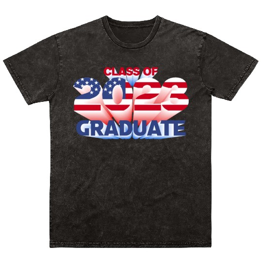 US American Flag 2023 Graduate Patriotic Graduatio Mineral Wash T Shirts