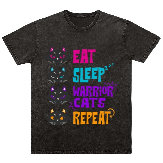 Eat Sleep Cat Warrior Repeat Cat Warrior Love Cats Mineral Wash T Shirts