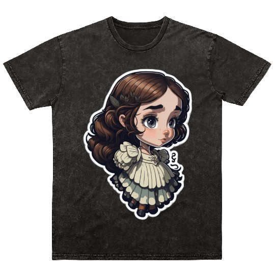 Cute Girl - A Cute and Innocent Digital Painting Mineral Wash T Shirts