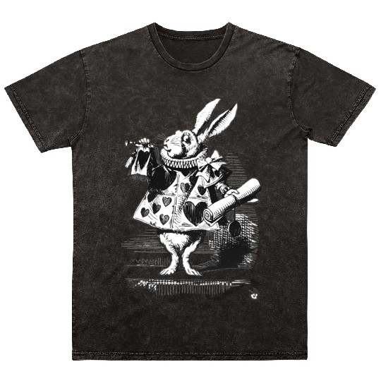 Easter Bunny Alice-In-Wonderland White Rabbit Mineral Wash T Shirts