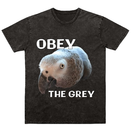 Obey The Grey - African Grey Parrot Mineral Wash T Shirts