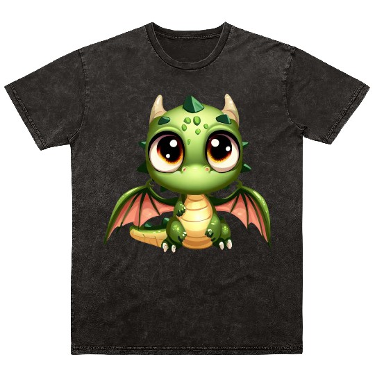 Big Eyes Dragon Puppy Dragon Babby Mineral Wash T Shirts