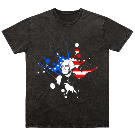 Merica George Washington Independence Day Mineral Wash T Shirts