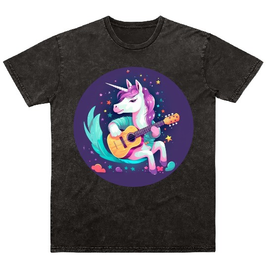 Unicorn Guitar Sunset Mineral Wash T Shirts