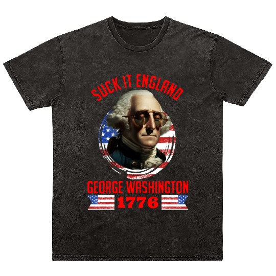 George Washington 1776 Suck it England USA Mineral Wash T Shirts