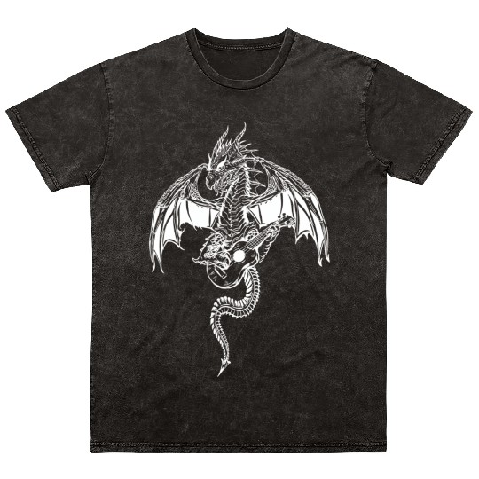 SEEMBO Dragon Playing Guitar Guitarist Musician Mineral Wash T Shirts