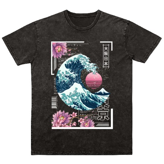 Vaporwave Synthwave 80'S Japan Japanese Great Mineral Wash T Shirts