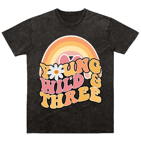 Daisy Birthday Young Wild 3 Boho 3rd Birthday Mineral Wash T Shirts