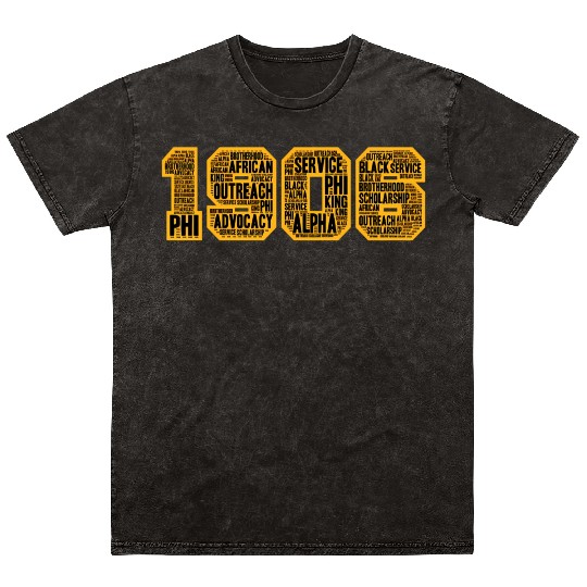 Mens Alpha African Fraternity Hand Sign 1906 Words Mineral Wash T Shirts