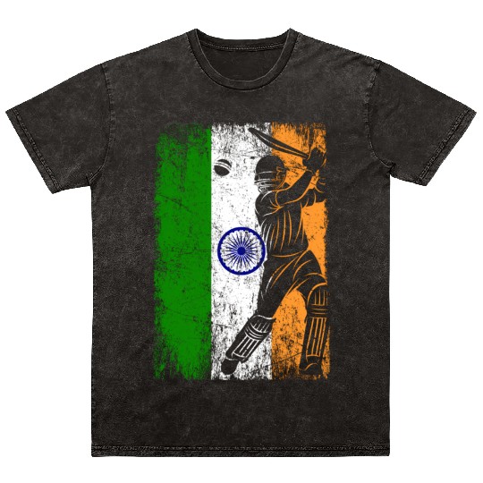 India Flag Indian Cricket Jersey Fan Player Coach Mineral Wash T Shirts