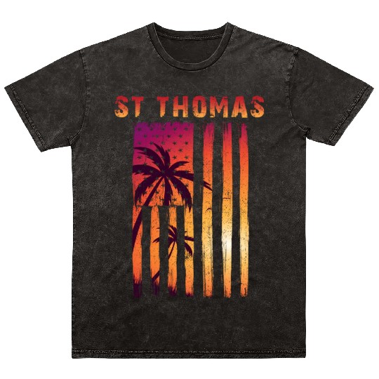 St Thomas Us Virgin Islands Patriotic Flag Mineral Wash T Shirts