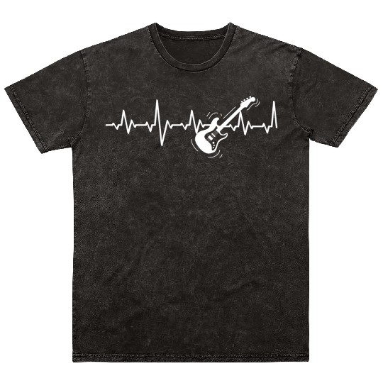 Bass Guitar Player Heartbeat Mineral Wash T Shirts