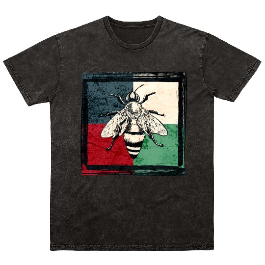Vintage Bee Insect Colorful Illustration Mineral Wash T Shirts
