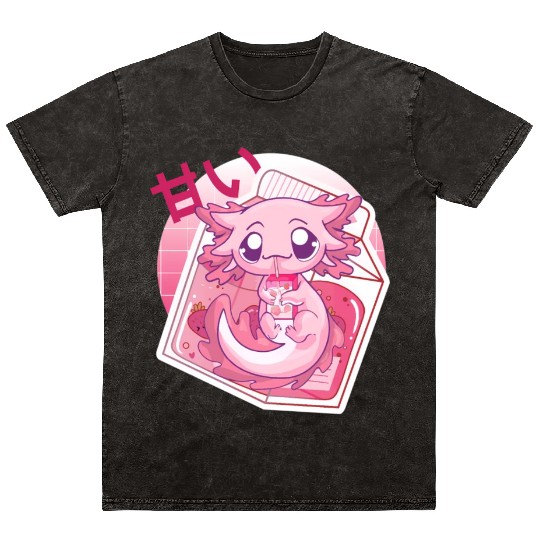 Axolotl Pastel Goth Strawberry Milk Shake Anime Ja Mineral Wash T Shirts