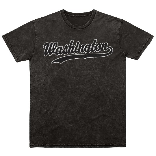 Washington Dc Black Athletic Sports Script Mineral Wash T Shirts