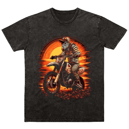 Dirt Bike Zebra Biker Motocross Motorcycle Racer R Mineral Wash T Shirts