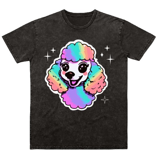 Rainbow Poodle Dog Lover Puppy Mineral Wash T Shirts