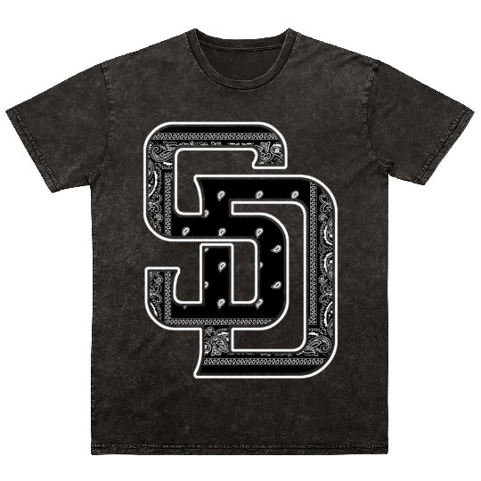 Sd San Diego Black Bandana Mineral Wash T Shirts