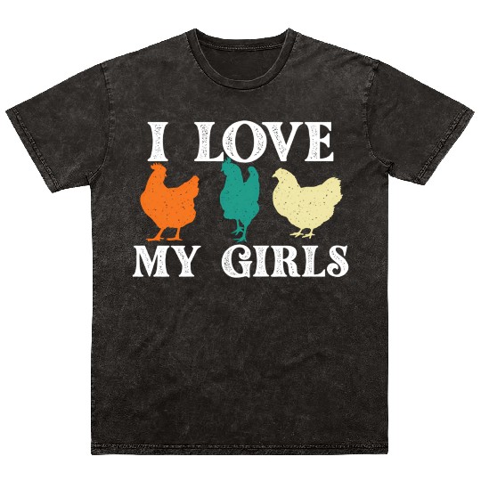 I Love My Chicken Farm Animal Farmyard Mineral Wash T Shirts