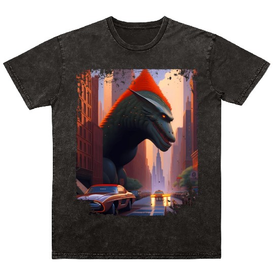 King Of Monsters Takes On City And Muscle Mineral Wash T Shirts