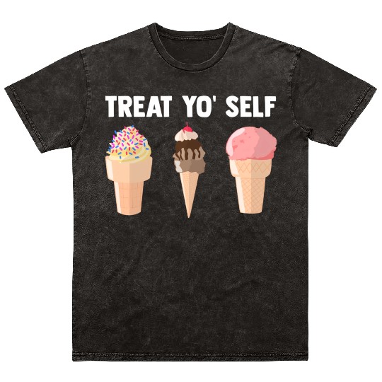 Ice Cream Treat Yo' Self Summertime Sherbet Gelato Mineral Wash T Shirts