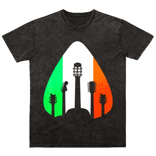 Musician Irish Guitar Music Saint Patricks Day Mineral Wash T Shirts