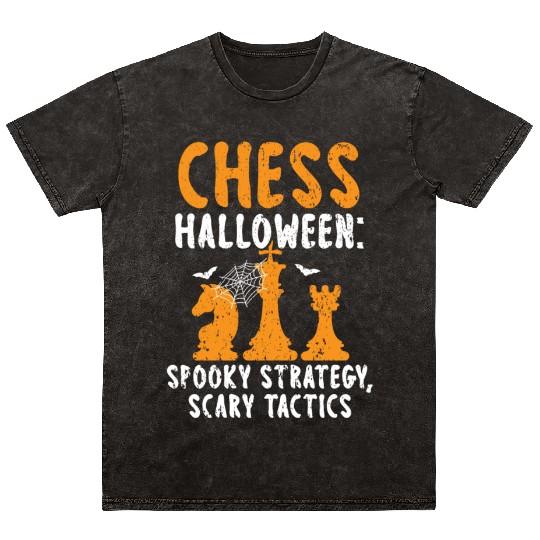 Chess Halloween Trick Or Treat Chess Board Game Mineral Wash T Shirts