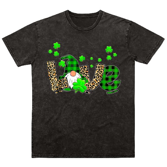 Bleached Love St Patric Day Gnomes Shamrock For Mineral Wash T Shirts